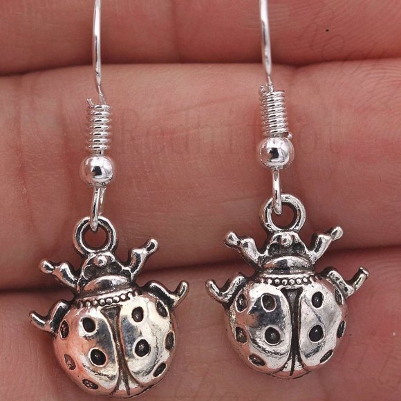 The Lux Gem Jewelry - Ladybug Silver Earrings